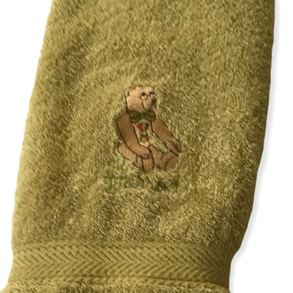 Harrods London Great Britain England Hand Towel Bear Bow Tie Metal Ochre Yellow
